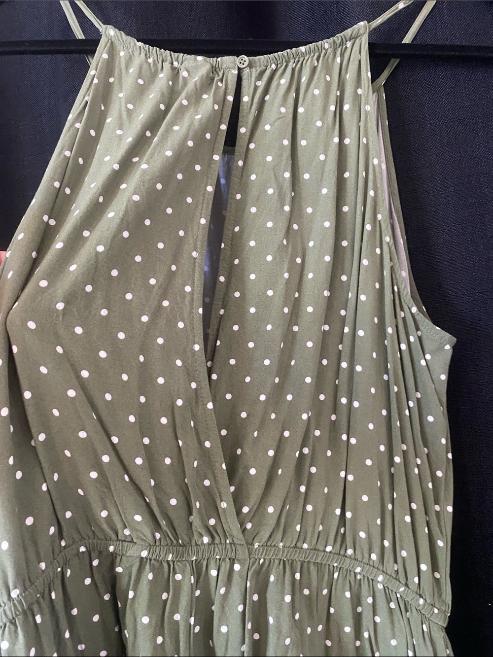 Old Navy Olive Green Polka Dot Romper - Picture 5 of 6